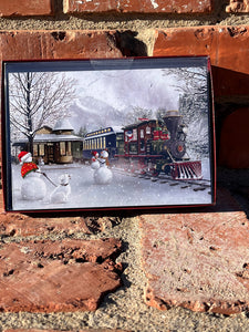 Christmas Cards Train and Snowman