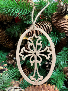 Wooden Cross Christmas Ornament