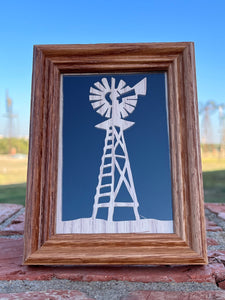 Framed Wooden Windmill